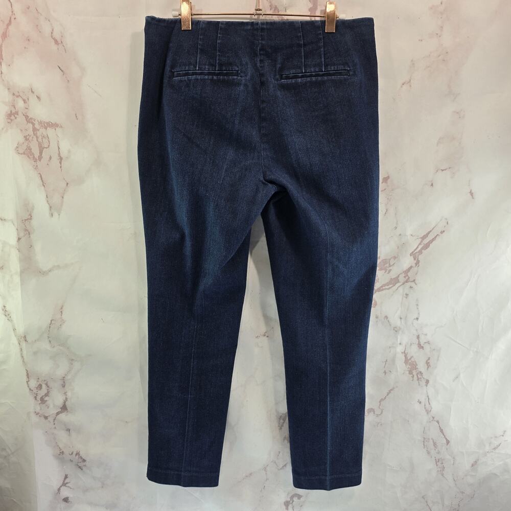 J Jill Pants Womens 8 X 26 Blue High Rise Chino Denim Jean Straight Crop Zip